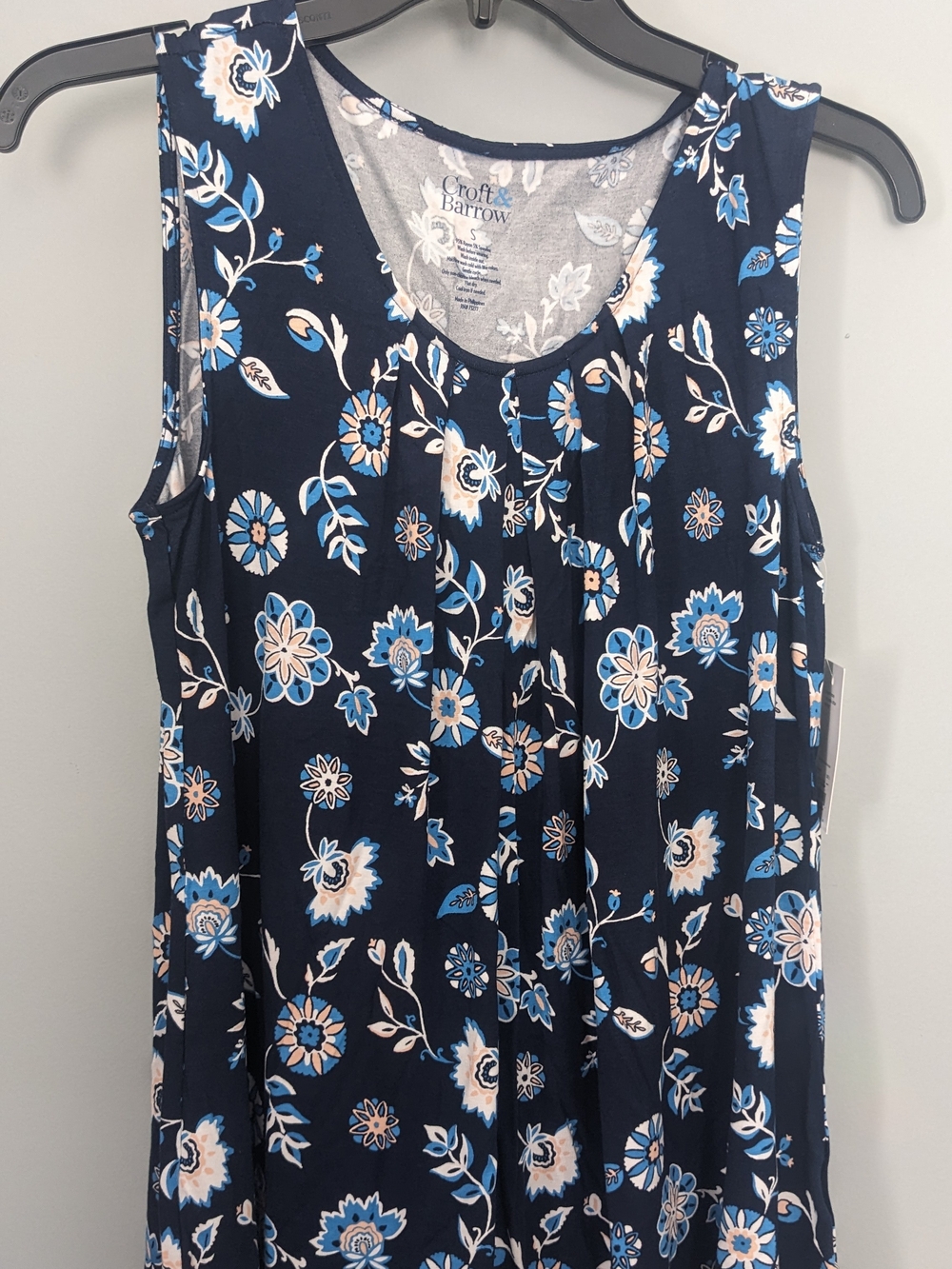 Croft & barrow Navy Floral Scoop Neck Tunic NWT S
